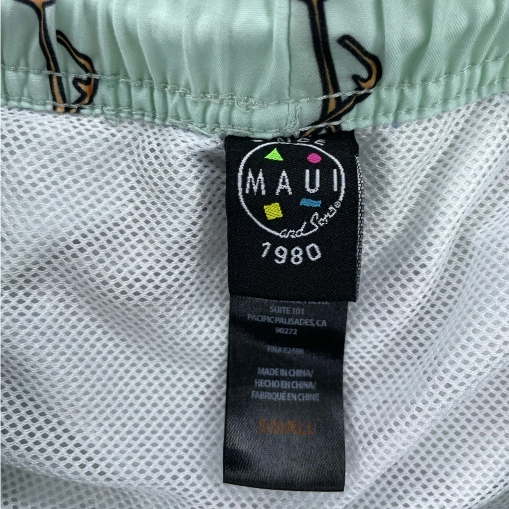 Maui And Sons Men’s Flamingo Print Lined Swim Trunks Size Small